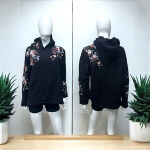 Johnny Was Black Floral Embroidered Hoodie [1907]